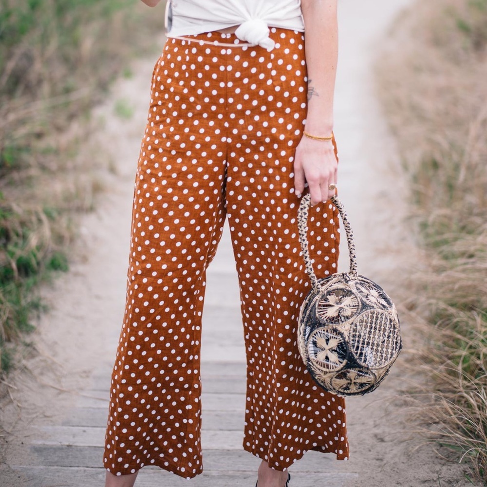 Anthropologie polka dot wide leg pants